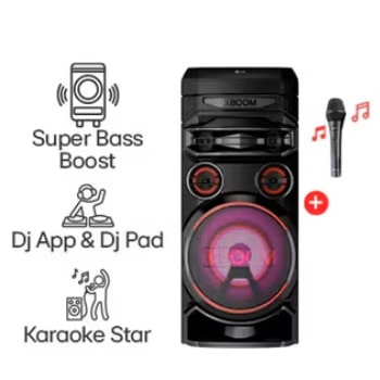 Vista frontal del LG xboom RNC7 | Parlante Bluetooth portátil | Altavoz para fiesta de karaoke
